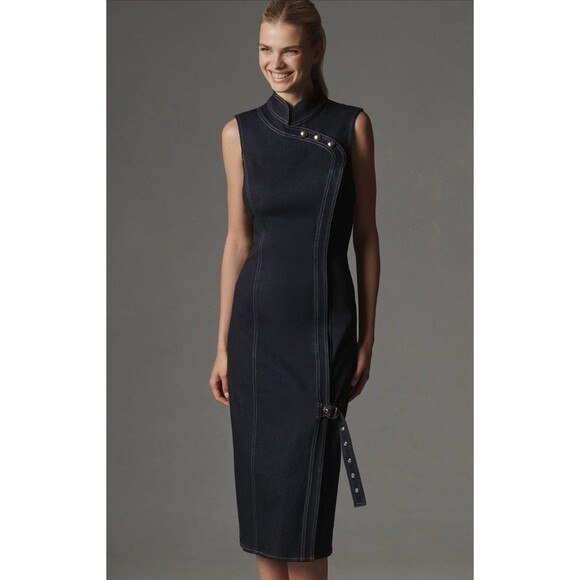 porridge denim hardware midi dress Anthropologie | Dresses | Anthropologie Porridge Midi Dress Women Denim  Hardware Preppy Retro Large Nwt